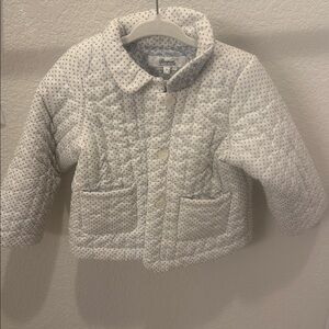 Bonpoint Cream Jacket with Blue Dots